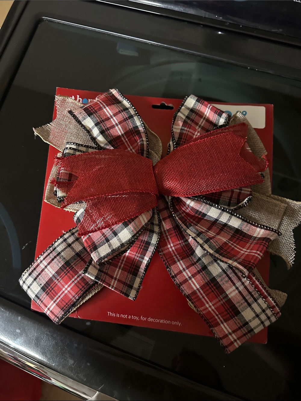 Red Plaid Decorative Bow - Holiday Home Accent